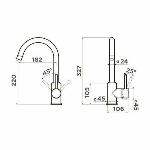 Смеситель для кухни (мойки) OMOIKIRI Shinagawa BN нержавеющая сталь