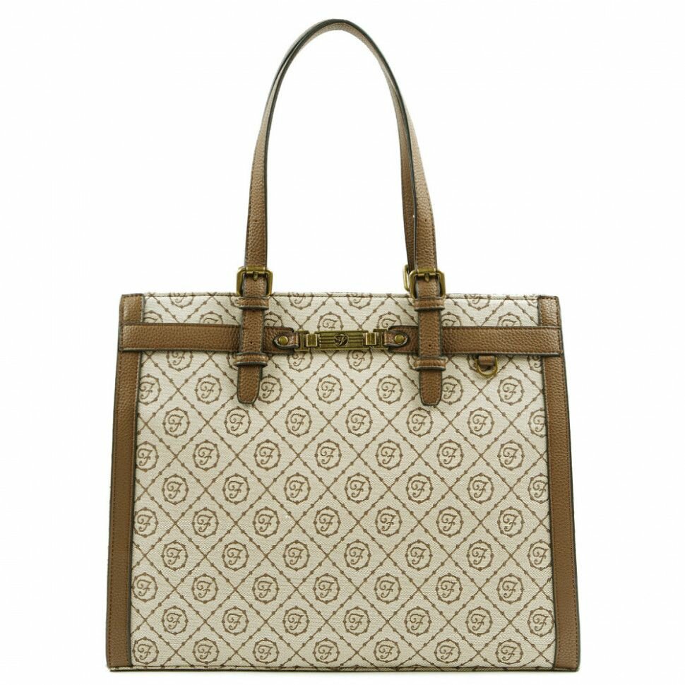 Сумка тоут FABRETTI, фактура гладкая, коричневый