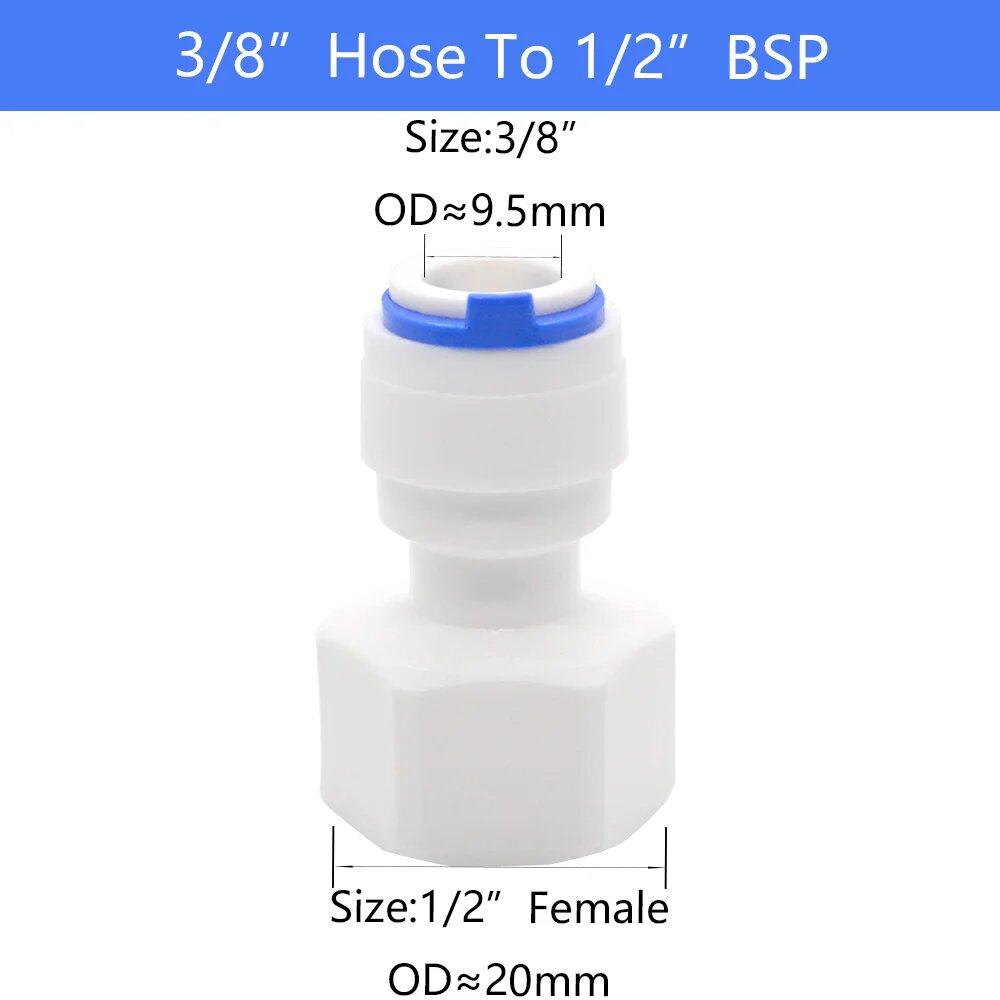 YQBS RO Комбинированный адаптер для труб 1/8 1/4 3/8 1/2 3/4BSP, 3l8Tube-1l2Thread, 1 PC