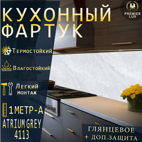 Фартук кухонный на стену Атриум Серый 4113 Стеновые панели Декор для кухни Кухонный фартук 1000x600 1 м A Глянцевый 1920₽