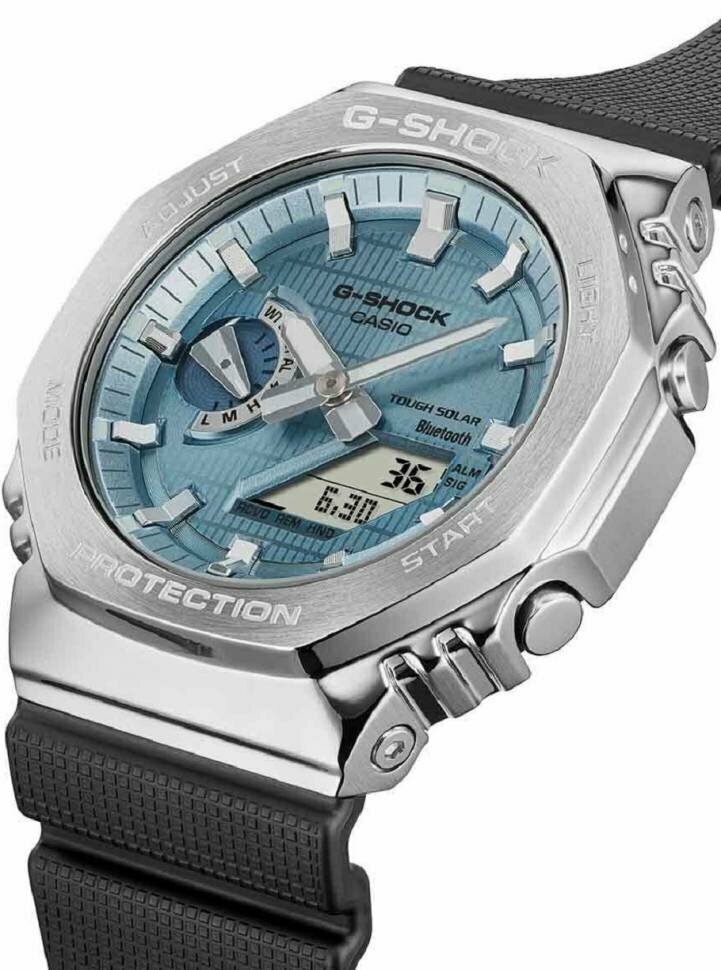 Наручные часы CASIO, черный, серебряный, голубой — фото 1