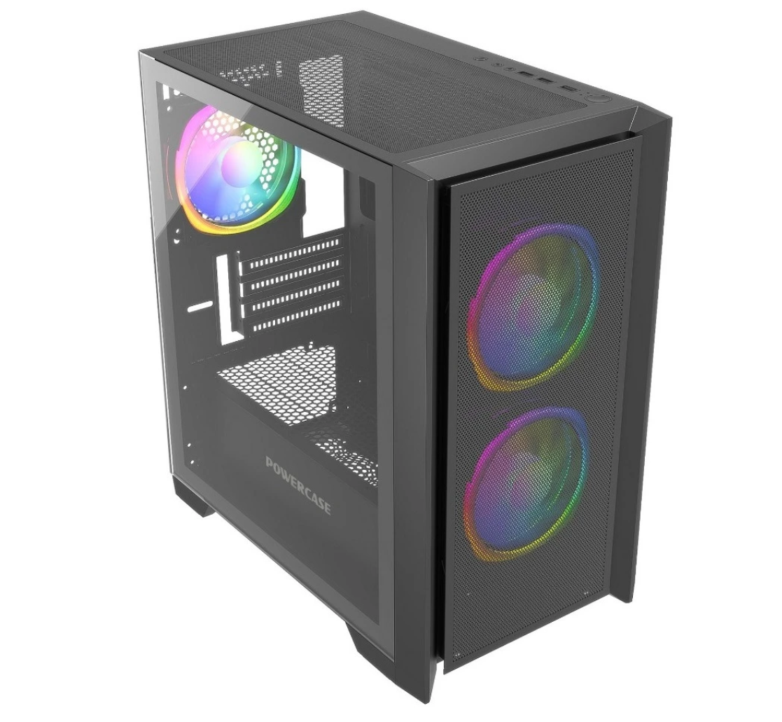 Корпус для компьютера Powercase Alisio Micro Z3B ARGB, без БП, черный
