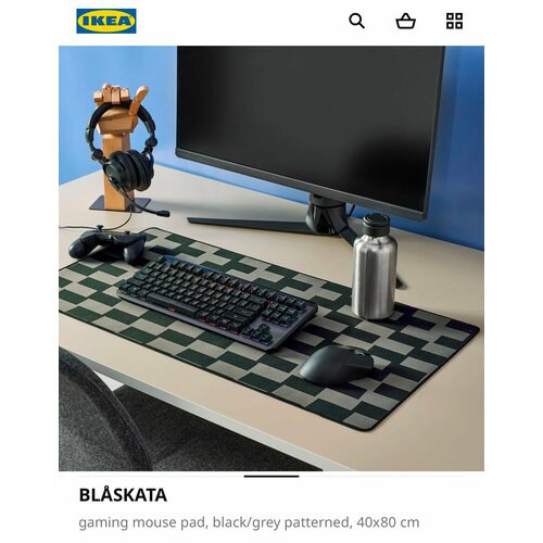 Игровой коврик для мыши IKEA BLSKATA черныйсерый узор 40x80 см 2689₽