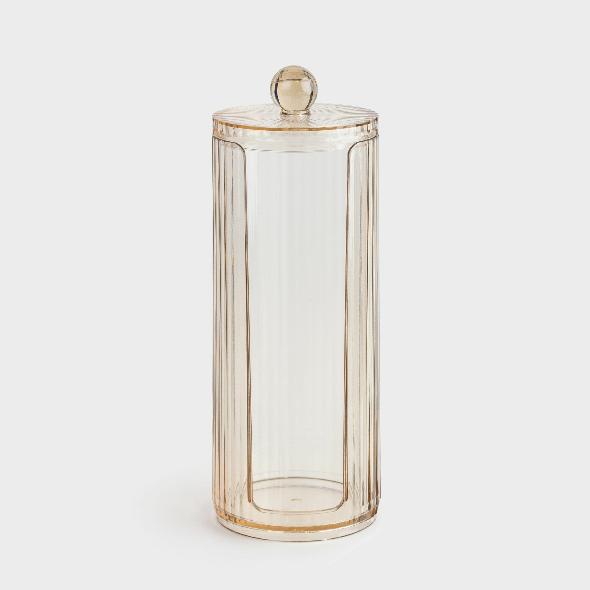 Контейнер для ватных дисков 20х7 см с крышкой пластик янтарный Ribby color