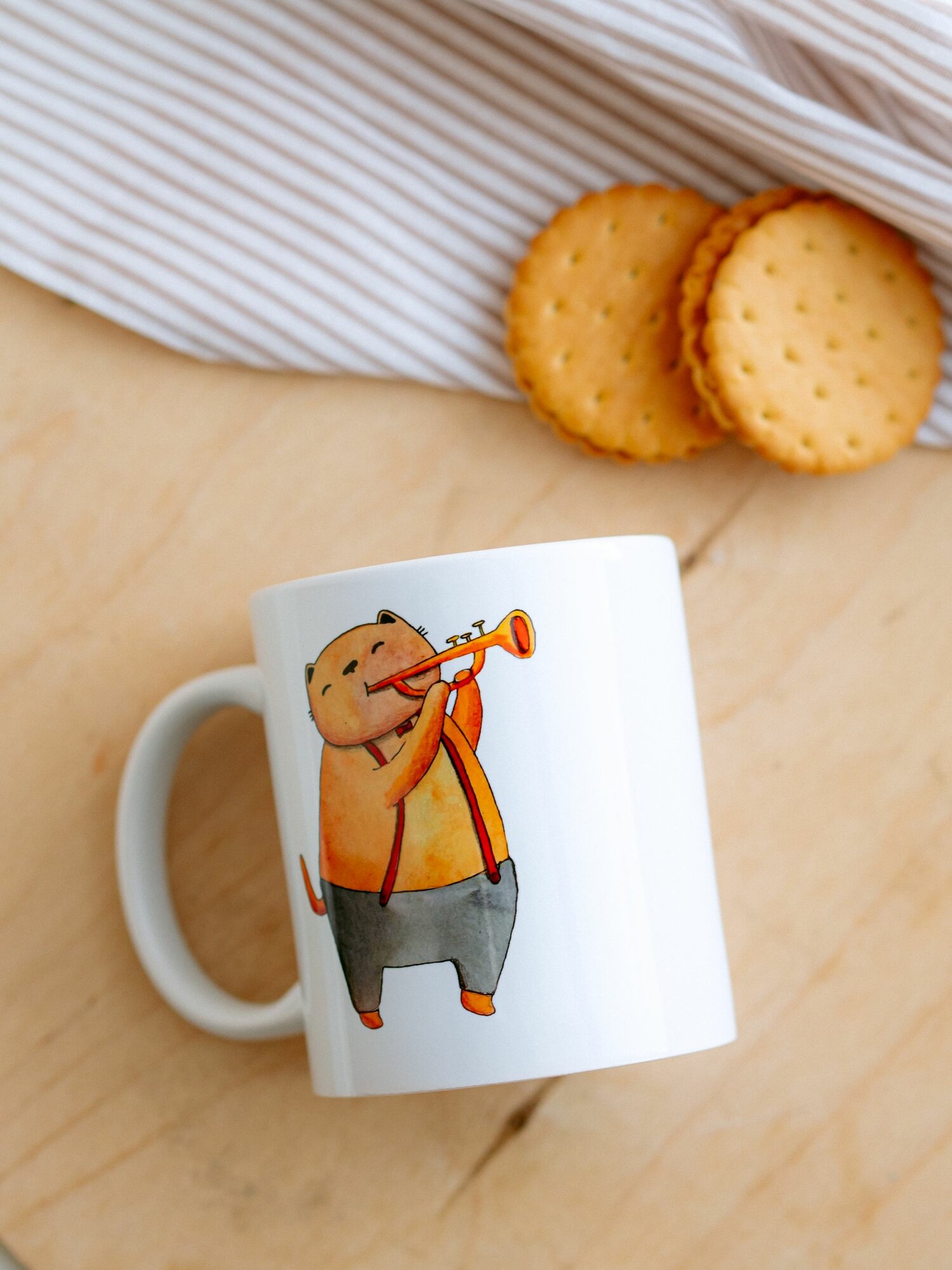 Кружка с принтом "Кот с трубой", благое дело, 330 мл