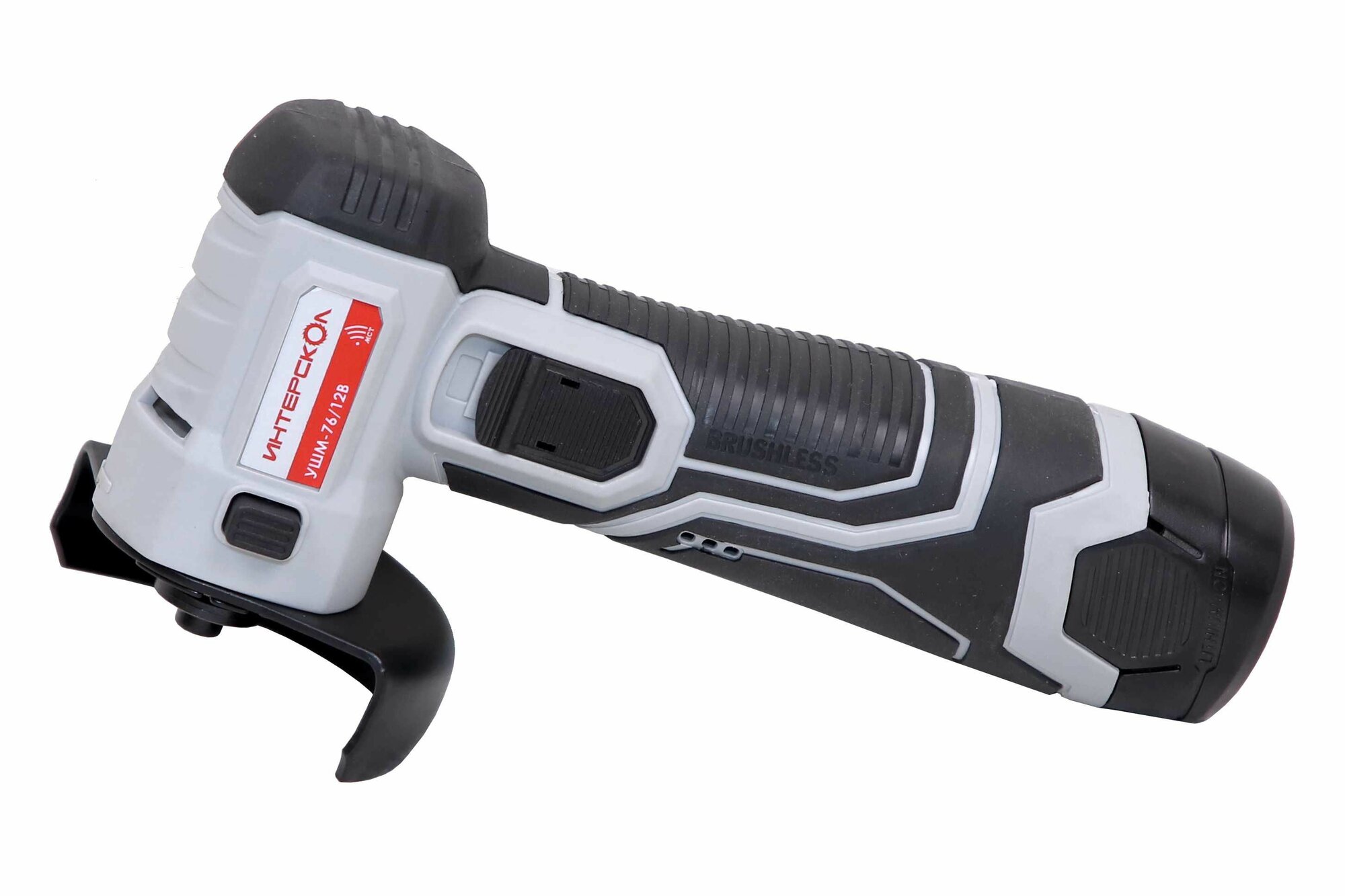 Углошлифмашина акк. Интерскол УШМ-76/12В (76мм12В Li-ion2х2Ач18650об/мин б/щ)052кг