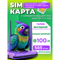 SIM карта с интернетом 100 гб за 600 руб / мес (модемы, роутеры, планшеты)