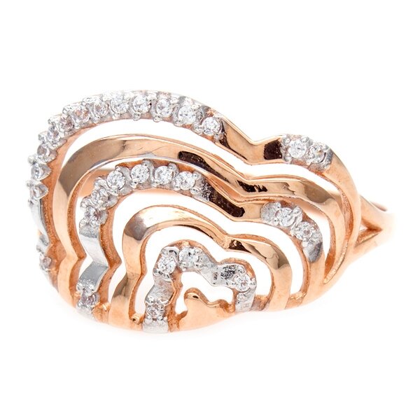 Кольцо JEWELIN, красное золото, 585 проба, фианит, размер 18.5