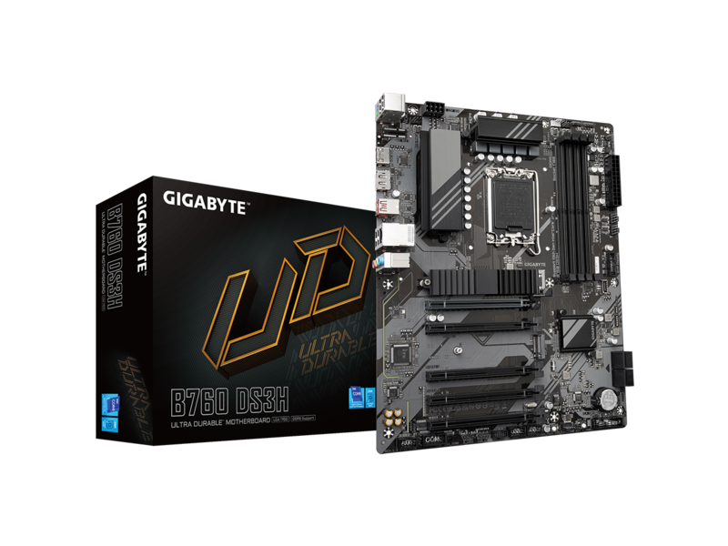 Материнская плата материнская плата/ MB GIGABYTE INTEL B760 s1700, 4xDDR5(192GB), HDMI 2.0/DP, 1xPCIe 4.0x16, 4xPCIe 3.0x16, 1xLAN, 4xSATA 6Gb/s, 2xM.2, 1xUSB-C, 1xUSB 3.2, 4xUSB 2.0, 1xPS/2, ATX