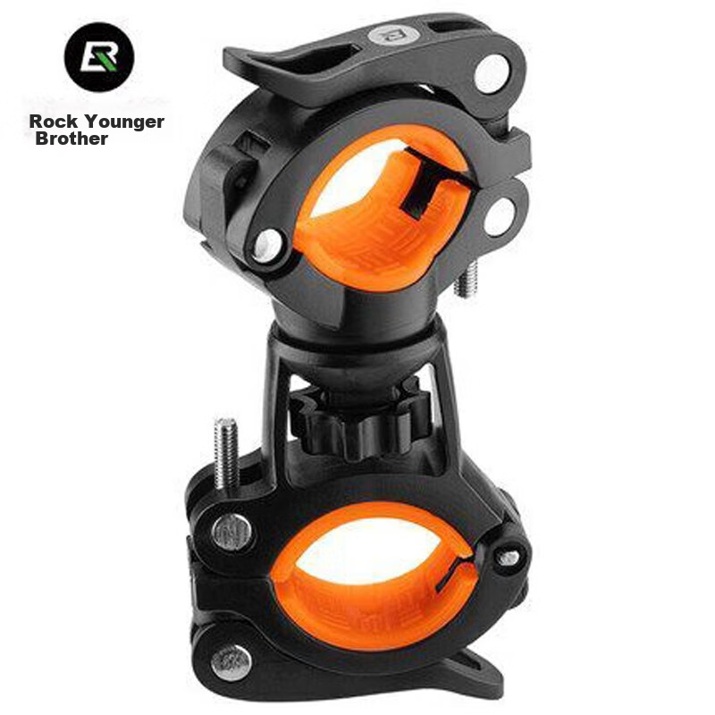 ROCKBROS Bicycle Light Mount, Flashlight Clamp, Front Light Bracket, Fixed Mount, Light Holder, Motorcycle Riding Accessory, Black And Orange