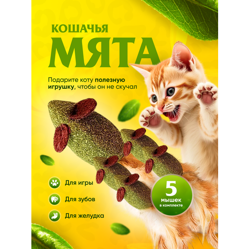 Игрушка для кошек с кошачьей мятой PetHappy Мышка для котят зеленая 680₽