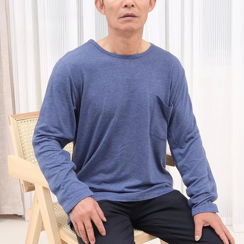 Yuwell футболка для пациентов, Long Sleeved Blue, 2XL (85-95kg)
