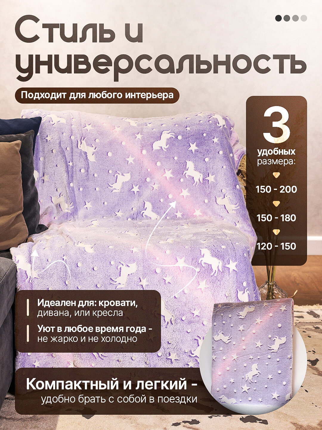 Светящийся плед в темноте — фото 1