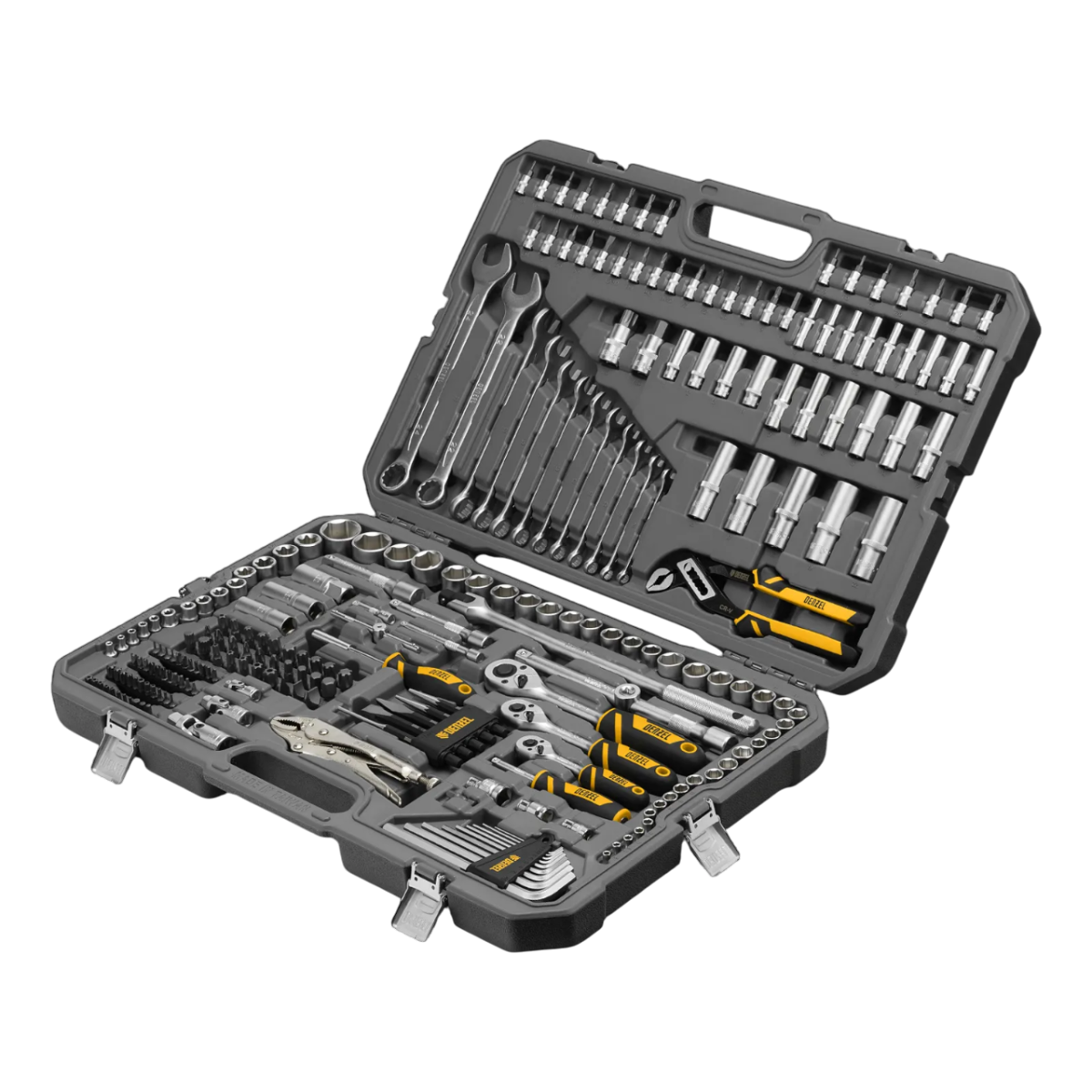 Набор инструментов 1/2",1/4", 3/8" CrV, кейс,232пр Denzel 15808