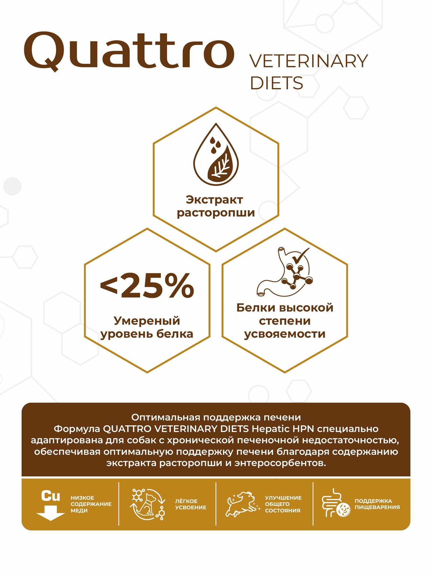 Quattro VD Hepatic HPN корм для собак, полнорационный, при хронической печеночной недостаточности 2,5 кг — фото 1