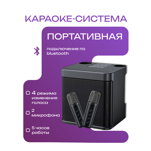 Караоке система, 2 микрофона / Музыкальная беспроводная колонка с микрофонами