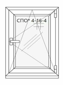 Пластиковое окно одностворчатое (ШxВ) 600x700мм с поворотно-откидной створкой правой, фурнитура ENDOW