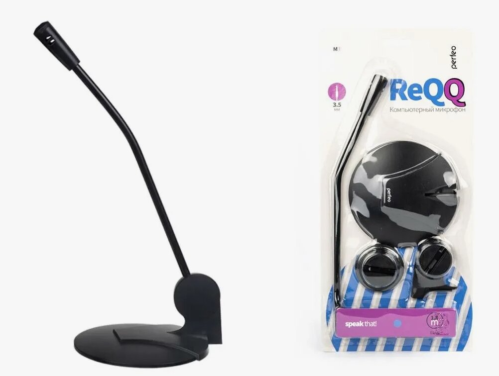 Микрофон проводной Perfeo REQQ для компьютеров и ноутбуков разъем mini jack 3.5'