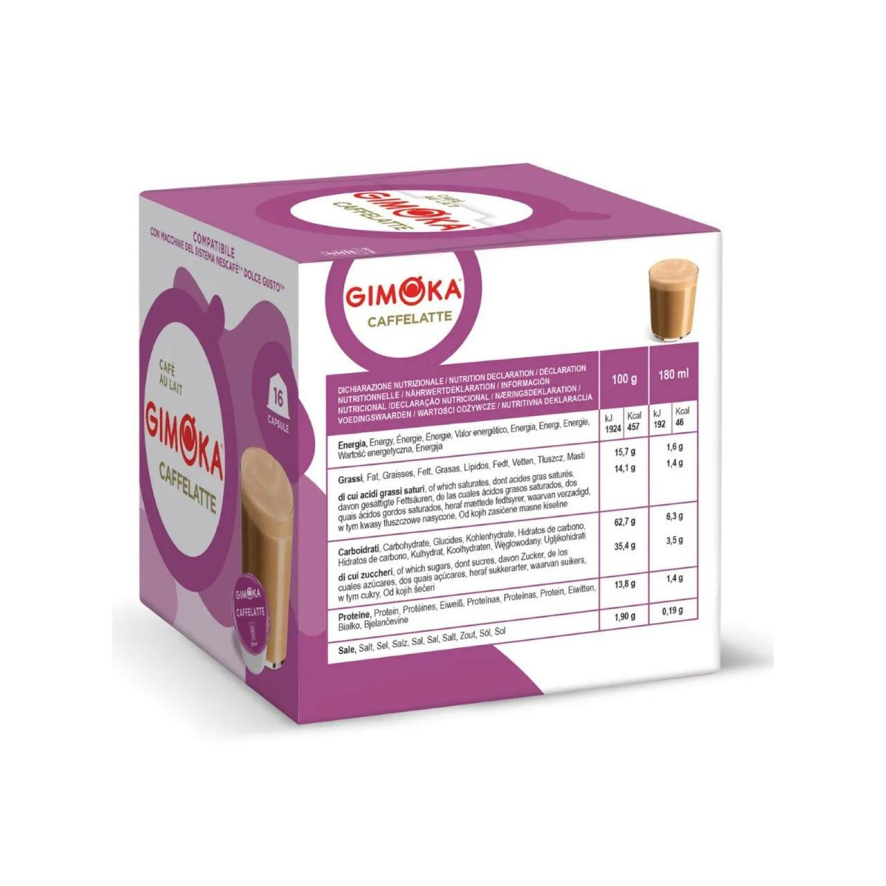 Кофе в капсулах Gimoka "Caffelatte", Nescafe Dolce Gusto, 16шт — фото 1