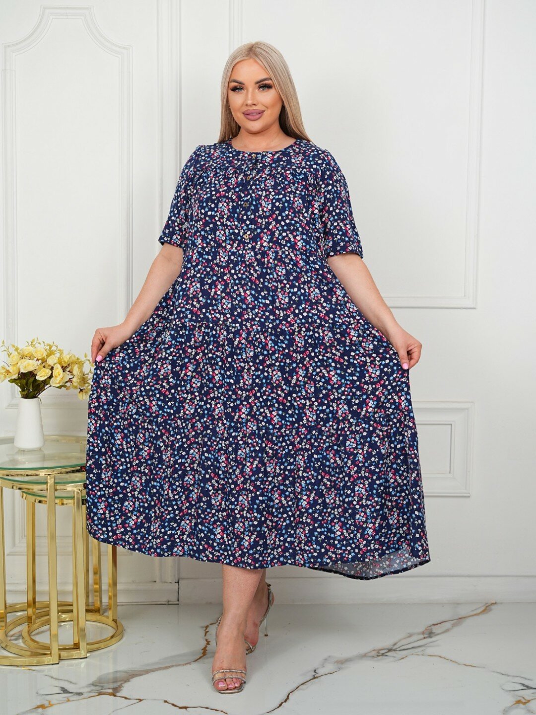 Платье , размер 48, темно-синий — фото 1