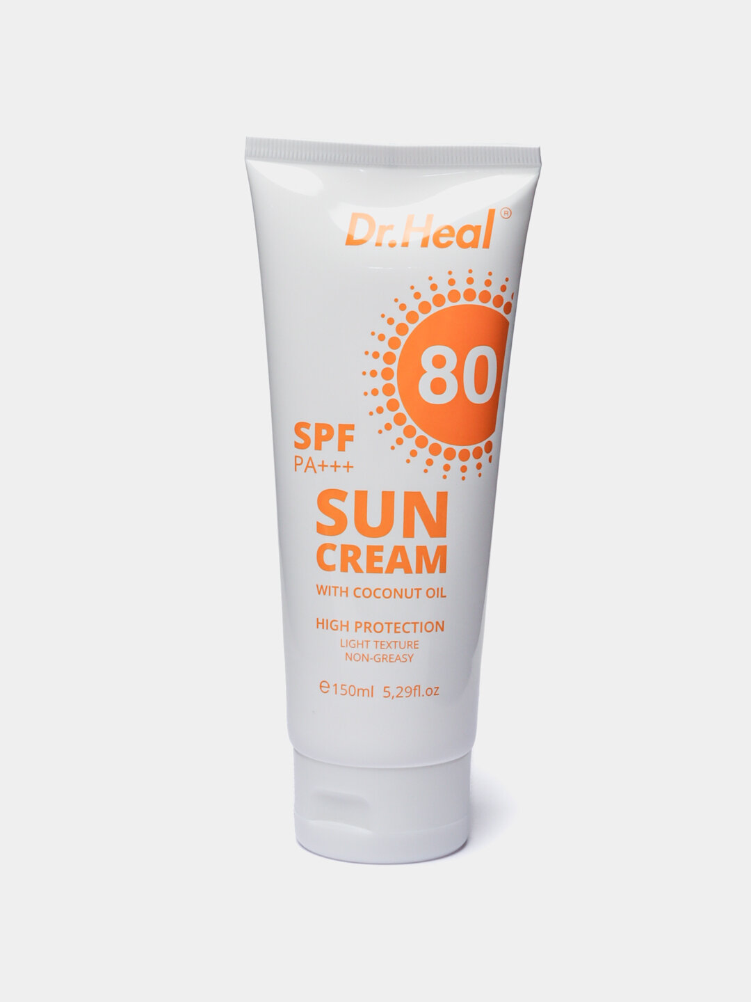 Солнцезащитный крем Dr. Heal Sun Cream SPF 80 PA+++, витамин E, кокосовое масло, 150 мл