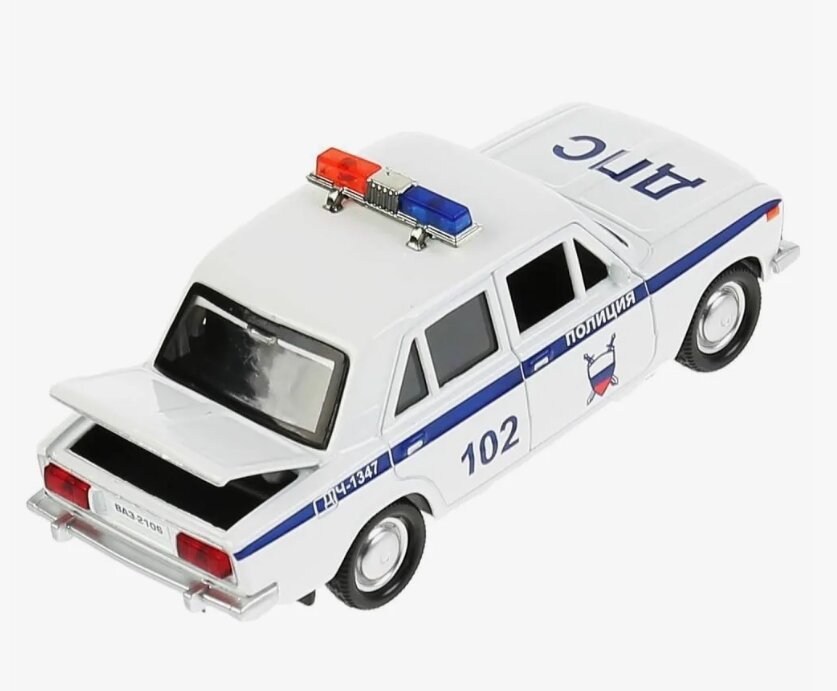 Игрушка машинка ВАЗ 2106 полиция Жигули металическая масштаб 1*32 с световыми и звуковыми эффектами — фото 1