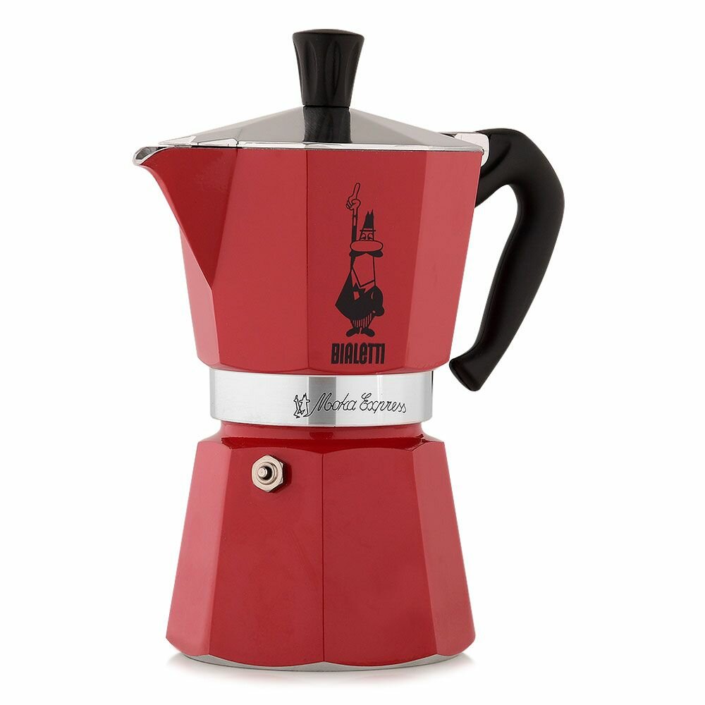 Bialetti Гейзерная кофеварка Moka Express Red на 6 порций (4943)