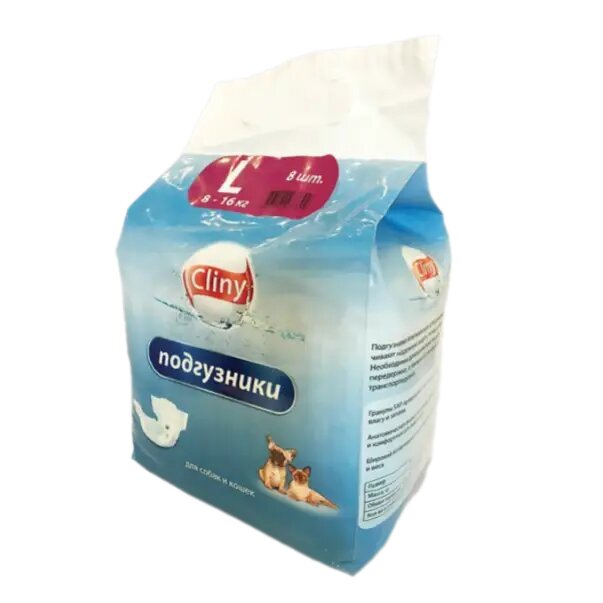 Cliny Подгузники для собак и кошек l (8-16кг) 8 шт.