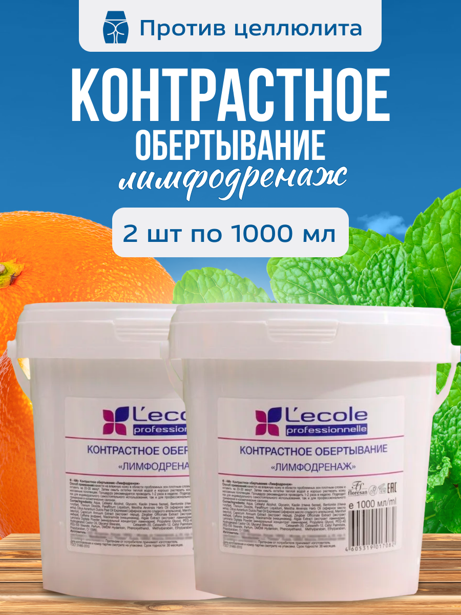 Обертывание для похудения контрастное Floresan Лимфодренаж 1000мл 2шт