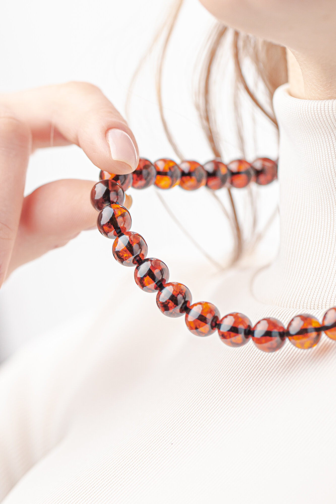 Бусы GEORG ART, янтарь, янтарь прессованный, длина 50 см, коньячный — фото 1