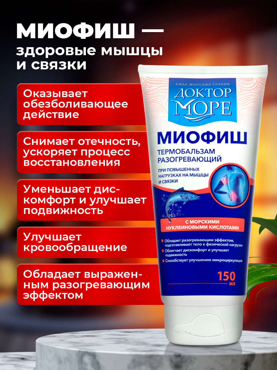 Миофиш Термобальзам, гель разогревающий для мышц суставов и связок от боли, ушибов, травм, растяжений. — фото 1