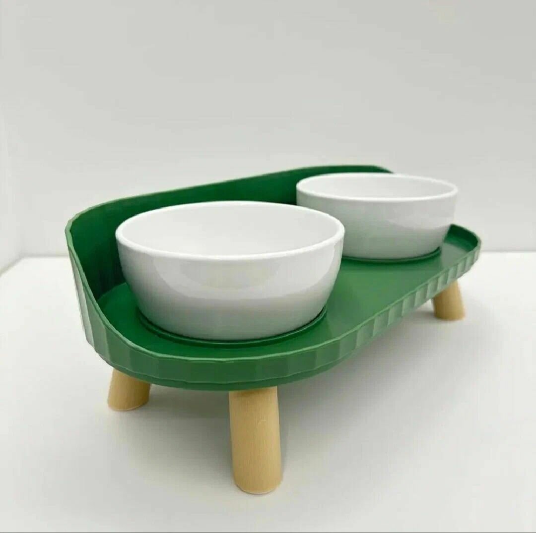 Картинки Двойная керамическая миска для кошек и собак с подставкой