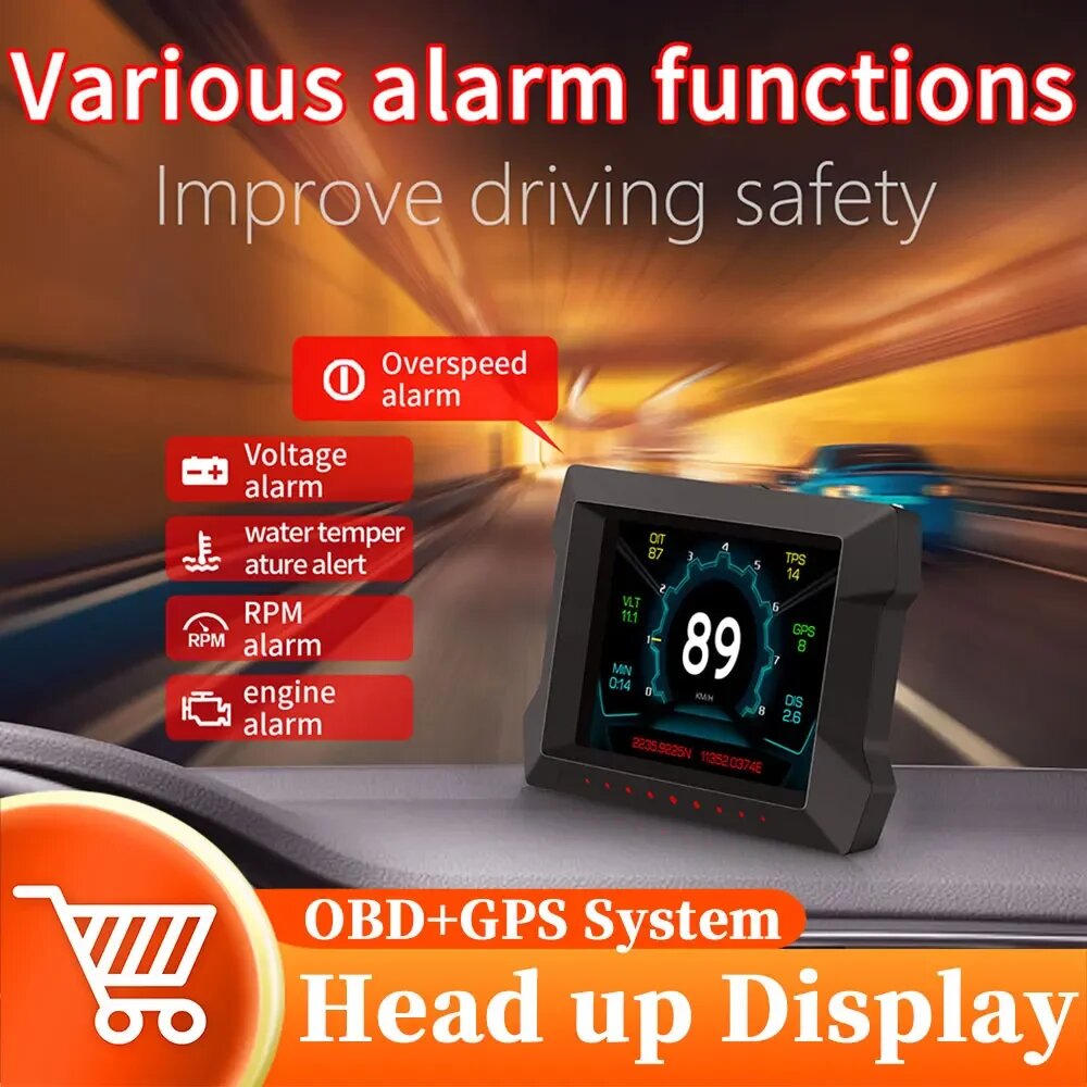 P22 Автомобильный проекционный дисплей GPS Спидометр OBD2 Диагностические инструменты с сигнализацией превышения скорости низкого напряжения Автомобильная электроника
