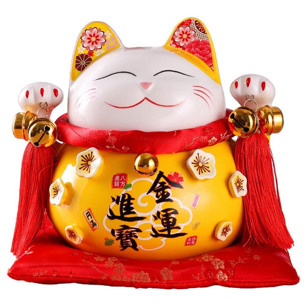 8,5-дюймовая керамическая копилка Maneki Neko, креативный домашний декор, фарфор