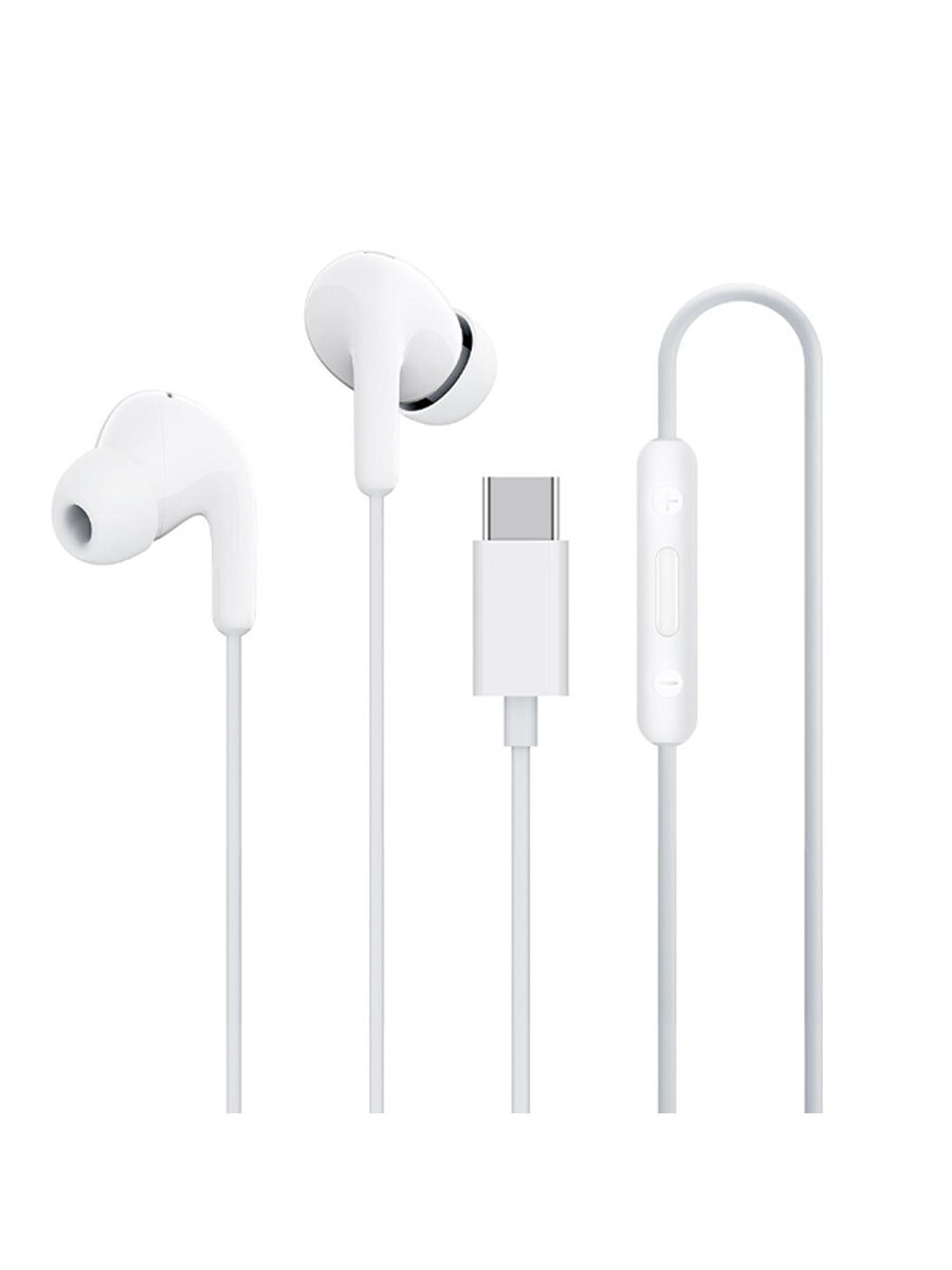 Проводные наушники Xiaomi Type-C с микрофоном, белые — фото 1