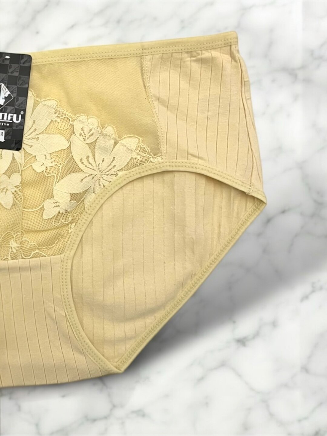 Трусы ANTTIFU Lingerie, размер 3XL, бежевый/белый — фото 1