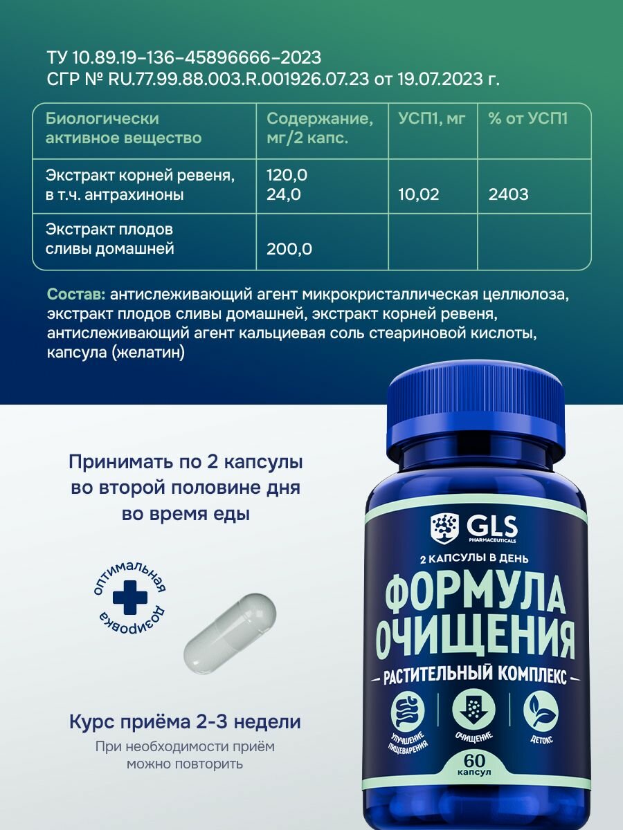 Картинки Комплекс Формула Очищения, витамины / бад для улучшения пищеварения, детокса и очищения, 60 капсул