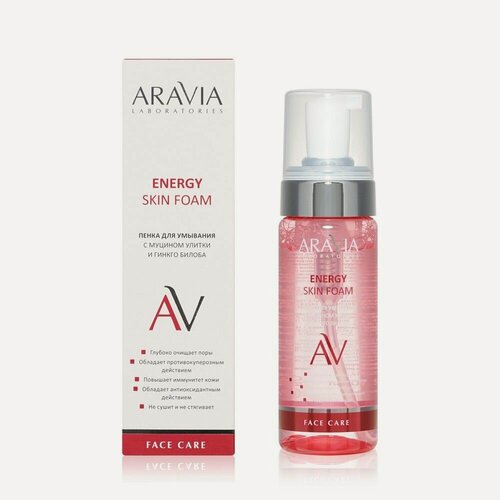 Изображение товара Пенка для умывания Aravia Laboratories Energy Skin Foam с муцином улитки и гинкго билоба, 150 мл