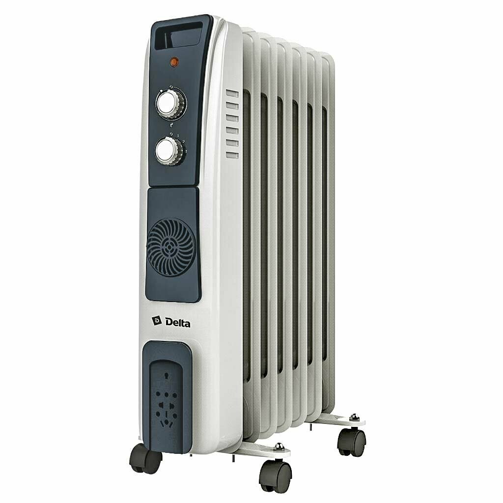 Обогреватель масляный Delta D12F-7 1500 Вт 7 секций с вентилятором светло-серый
