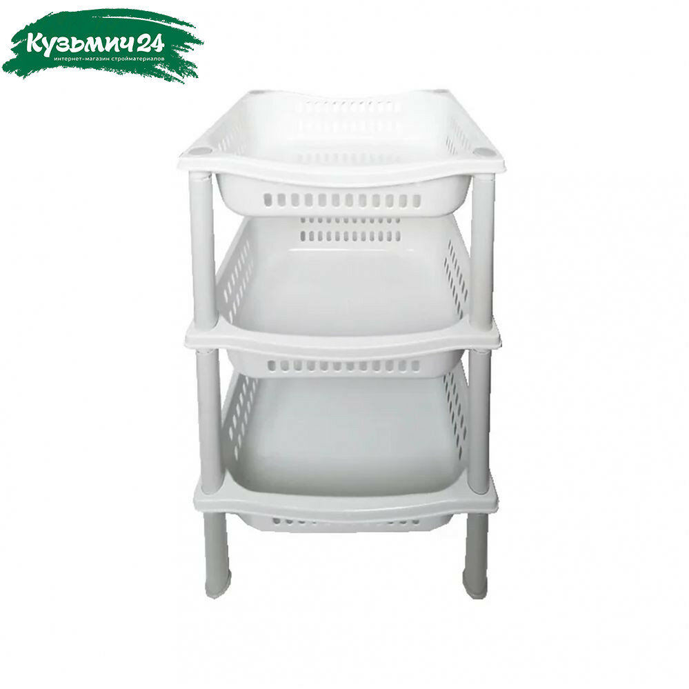 Этажерка Мультипласт MPG7310 3 секции пластик белый мрамор 30х36х62 см