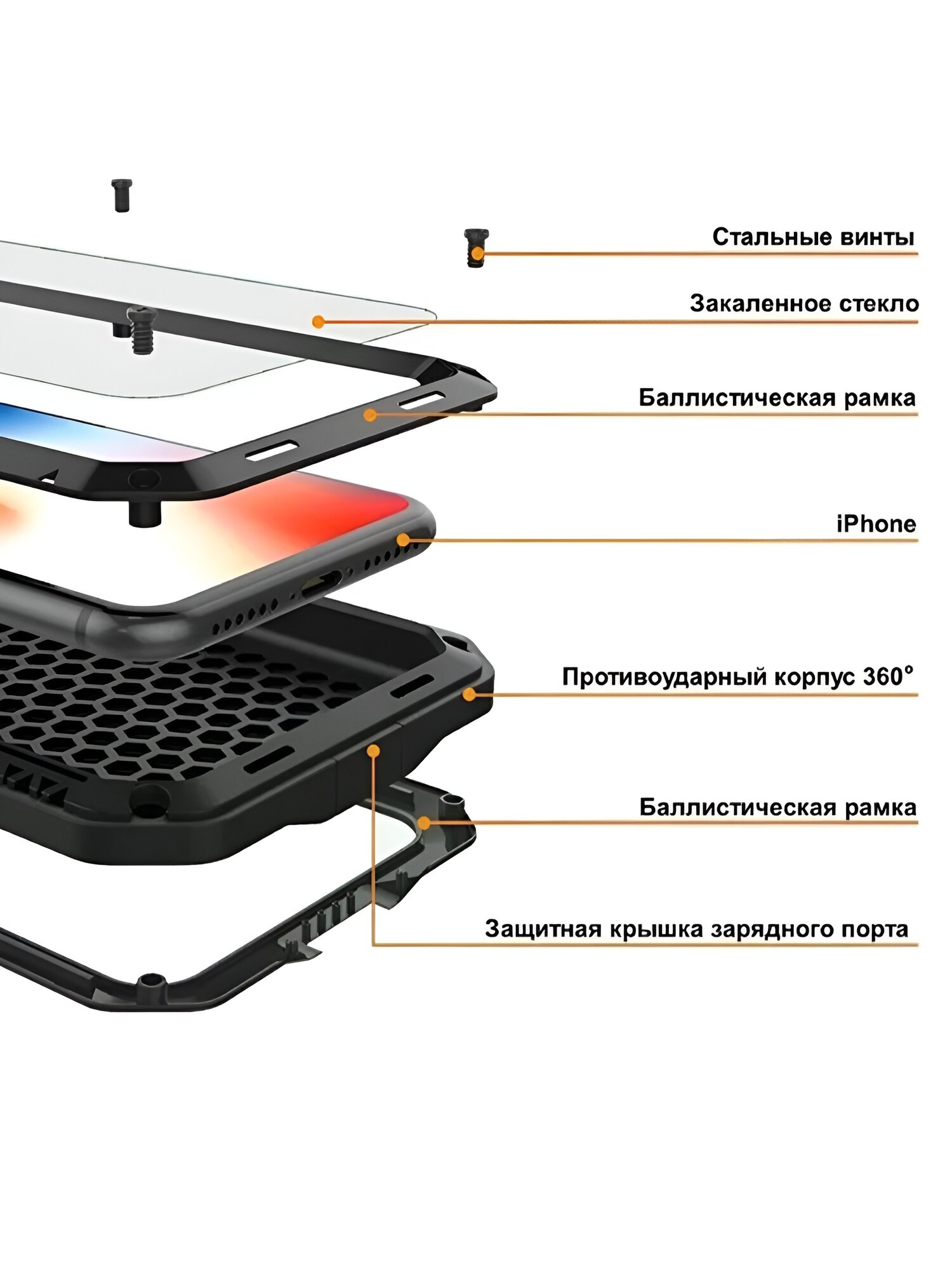 Бронированный противоударный чехол Taktik Extreme для iPhone 17 черный — фото 1
