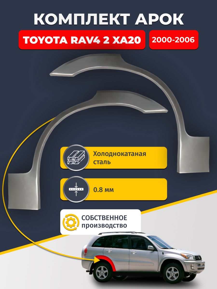 Комплект задних ремонтных арок для автомобиля (2 шт.), Toyota RAV4 2 XA20 2000-2006 Внедорожник 5 дв (Рав 4). Холоднокатаная сталь 0,8мм.