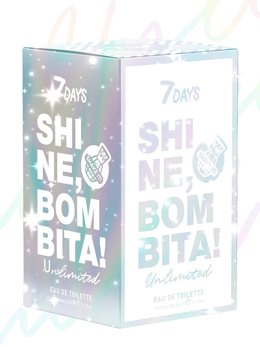 7DAYS Духи с шиммером и мерцанием цитрусовые 50 мл SHINE, BOMBITA! — фото 1