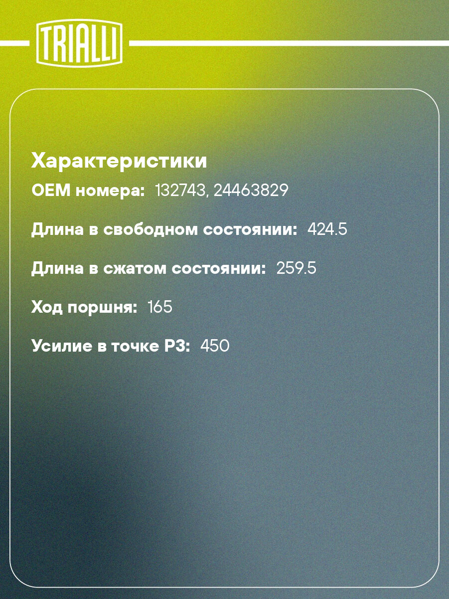 Амортизатор (упор) крышки багажника для автомобиля Opel Astra H (04-) хетчбэк 5-ти дверный GS 2104 TRIALLI — фото 1