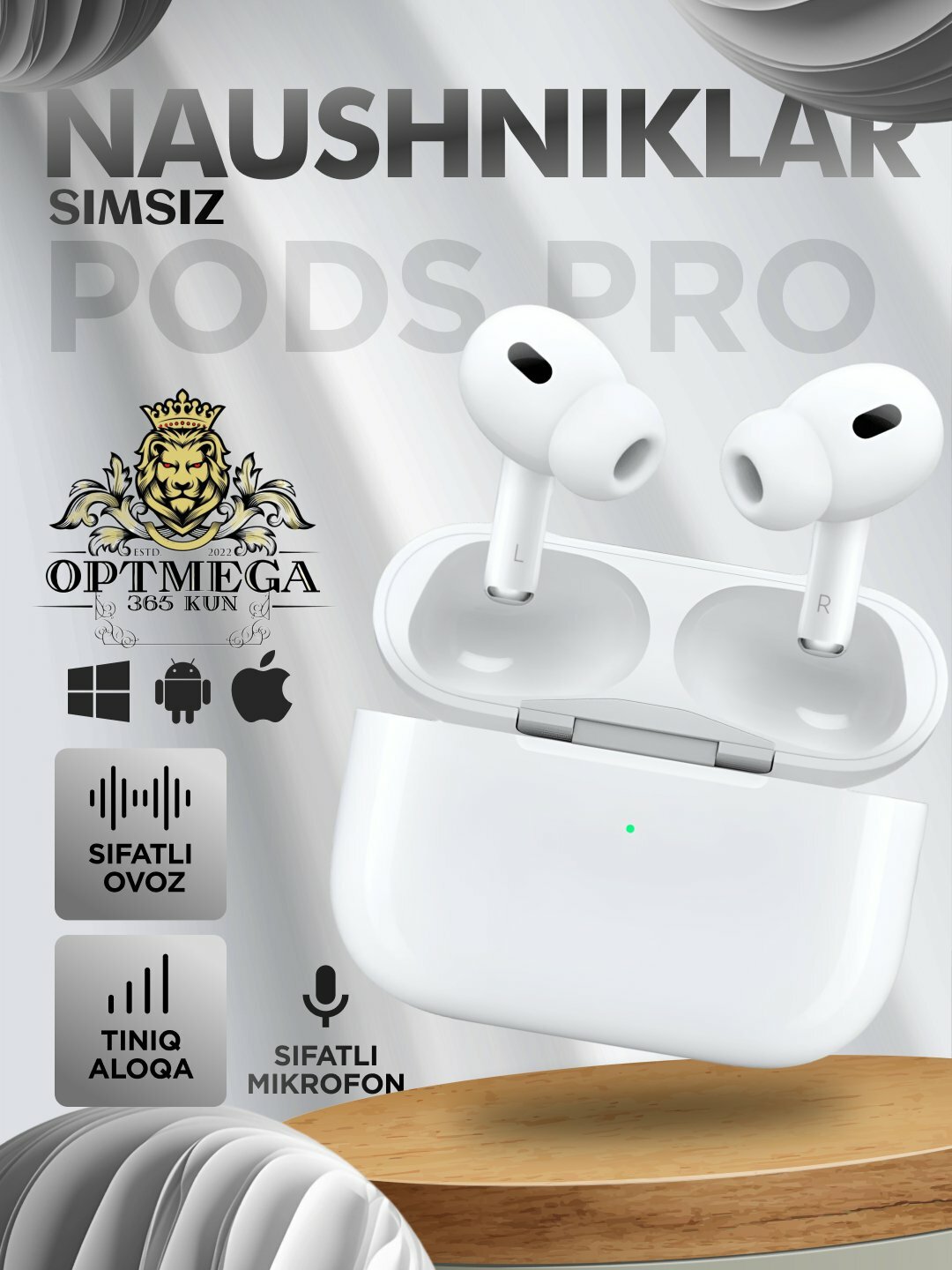 Беспроводные наушники Pods Pro 2 Premium, сенсорные, с беспроводной зарядкой