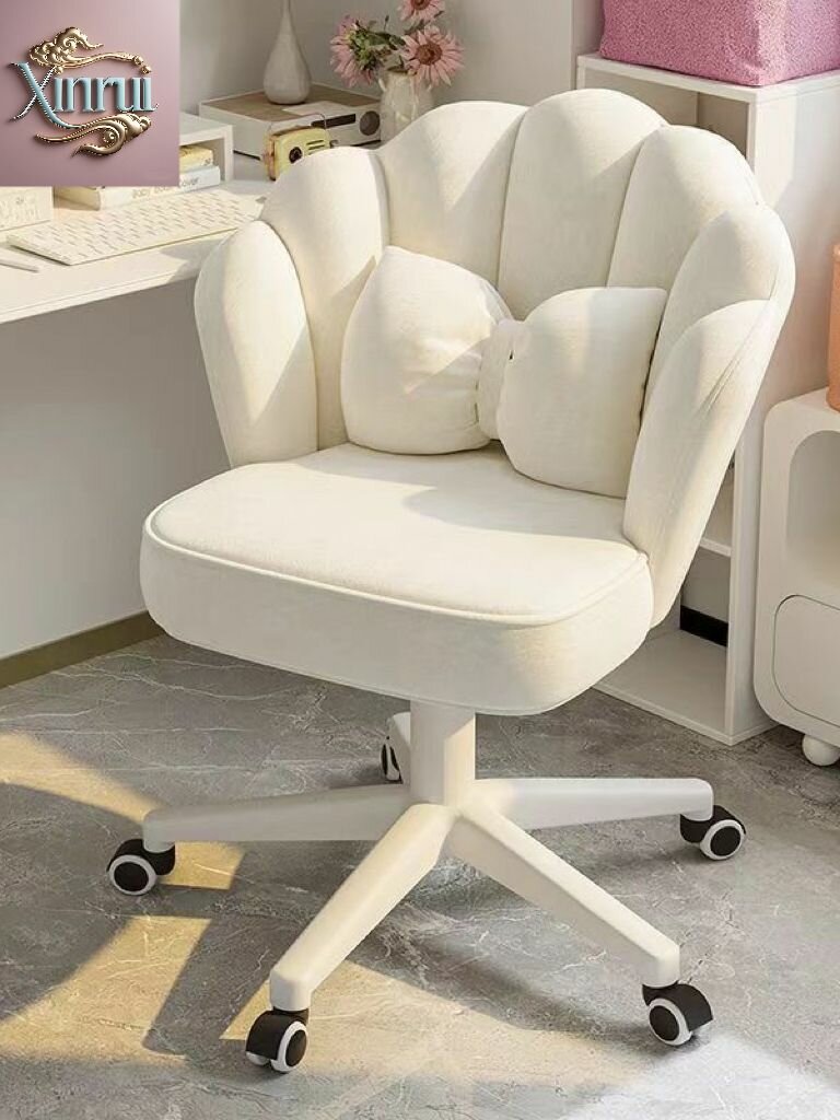 Кресло для девочек может подниматься и опускаться на колесиках со спинкой с подлокотниками белое