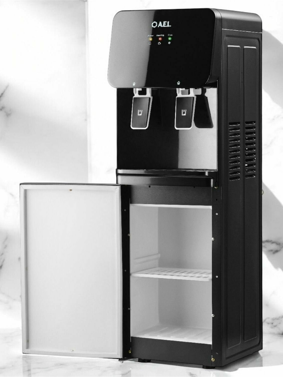 Кулер AEL LD-85c Full Black, напольный, с шкафчиком для посуды, 550Вт