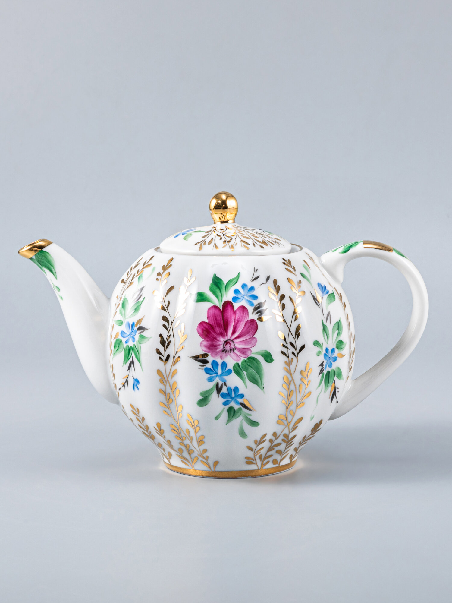 Чайник заварочный форма тюльпан, Золотые травки, Императорский фарфоровый завод