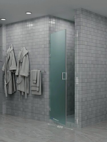 Изображение товара Душевая дверь в нишу staklo 60x200 из обычного матового стекла хром фурнитура