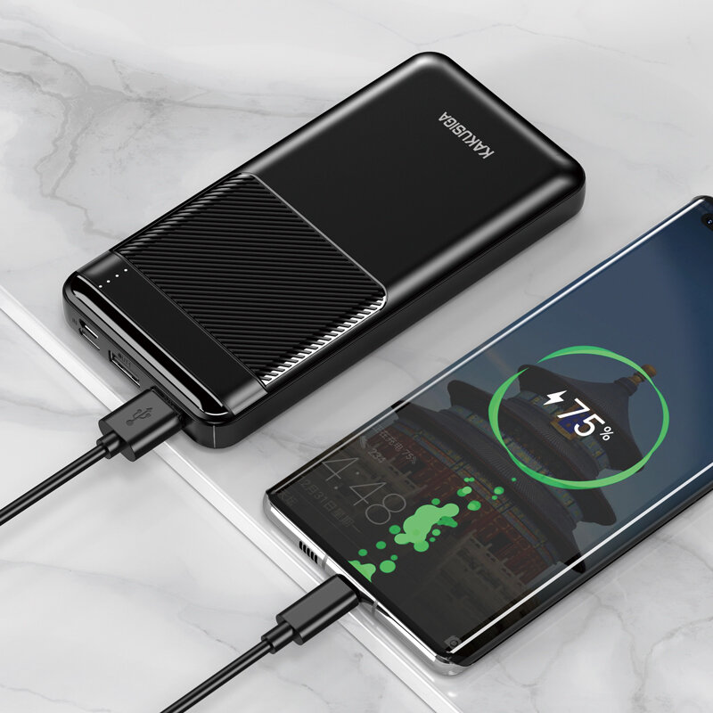 Внешний аккумулятор KAKUSIGA 10000mAh, 2 выхода USB Type-C, индикатор заряда